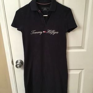 Tommy Hilfiger women’s essential script logo polo dress black